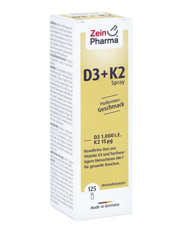 Zein Pharma - Vitamín D3 + K2 sprej, máta - 25 ml