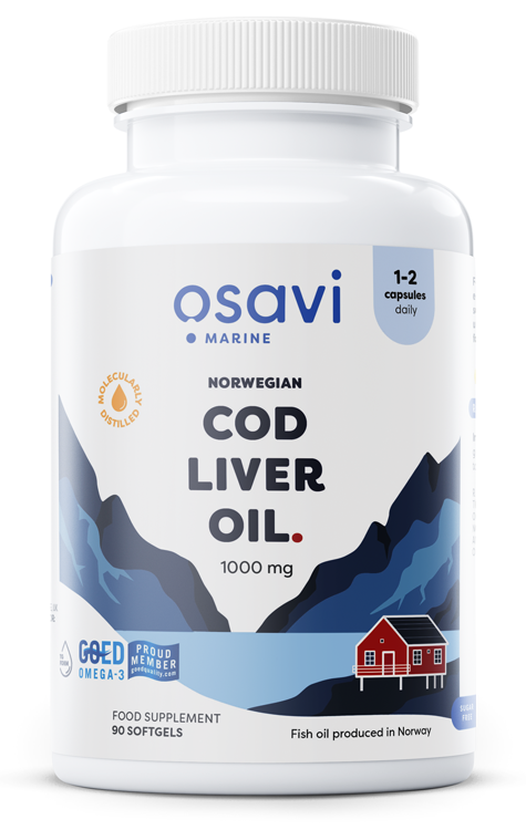 Osavi - Norští kapsle s rybím olejem z tresky, 1000mg (citrónová vůně) - 90 kapslí