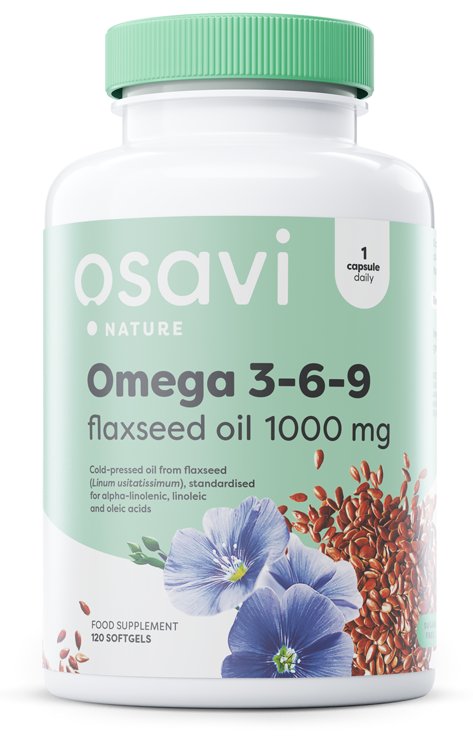 Osavi - Omega 3-6-9 lněný olej, 1000mg - 120 měkkých kapslí