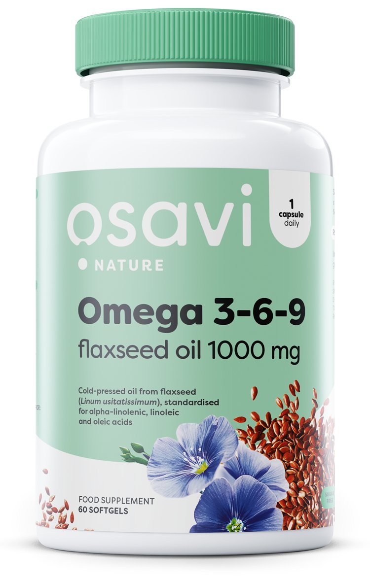 Osavi - Omega 3-6-9 lněný olej, 1000mg - 60 měkkých kapslí