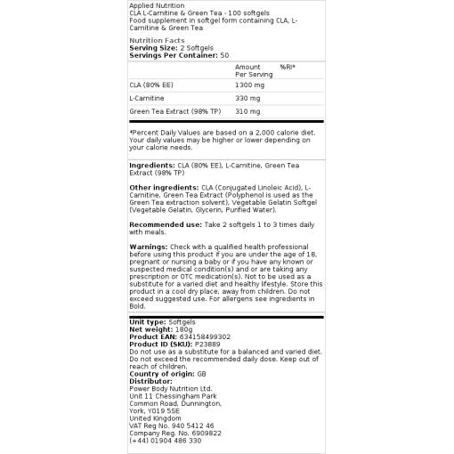 L-Carnitin & Grøn Te - 100 softgels