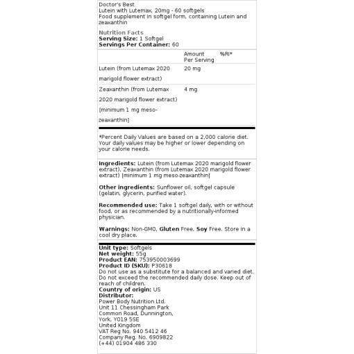 20mg - 60 softgels