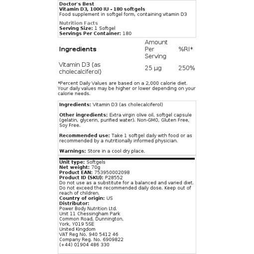 2000 IU - 180 softgels