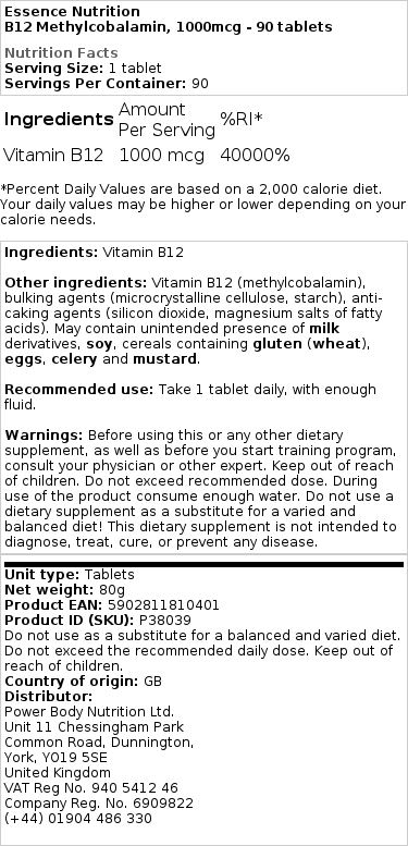 1000mcg - 90 tabletter