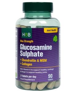 Max Strength Glucosaminsulfat + Chondroitin & MSM + Collagen - 90 tabs