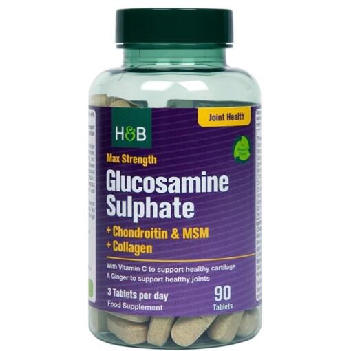 Max Strength Glucosaminsulfat + Chondroitin & MSM + Collagen - 90 tabs