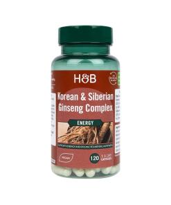 Koreansk & Sibirisk Ginseng Kompleks - 120 vegetabilske kapsler
