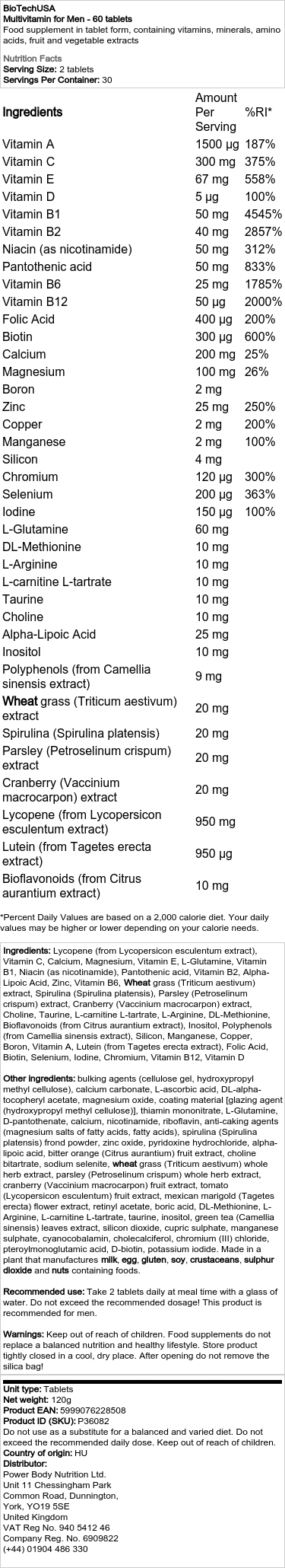 Multivitamín pro muže - 60 tablet - Obrázek 2