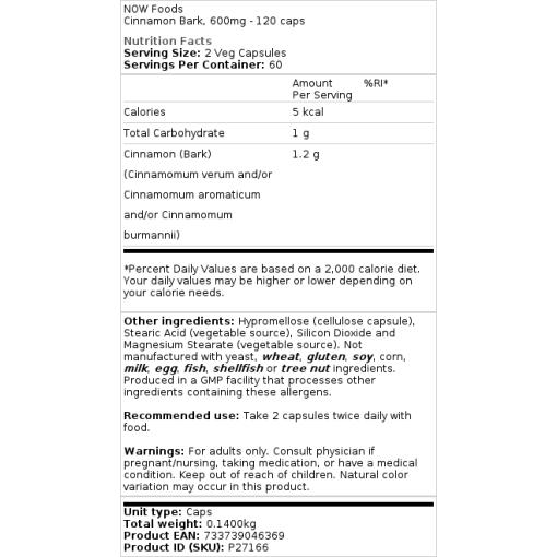 600mg - 120 kapsler