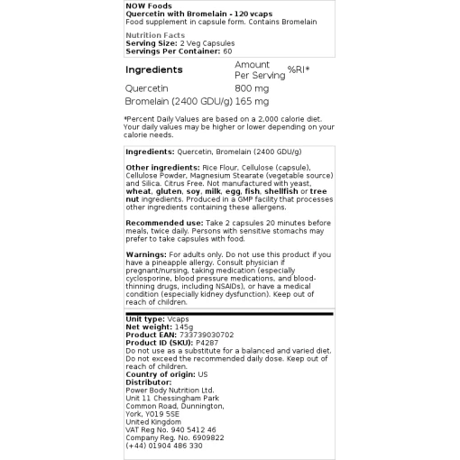 Kvercetin s bromelainem - 120 vegetariánských kapslí - Obrázek 2