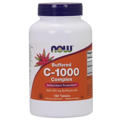 Vitamin C-1000-kompleks - Bufferet med 250 mg bioflavonoider - 180 tabletter