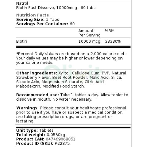 10000mcg (jordbær) - 60 tabs