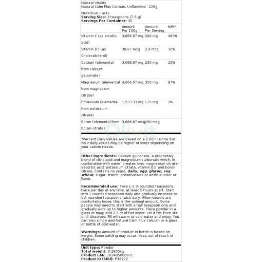 ikke aromatiseret (EAN 183405000971) - 226g