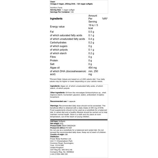 250 mg DHA - 120 veganske softgels