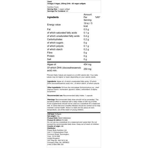 250 mg DHA - 60 veganske softgels