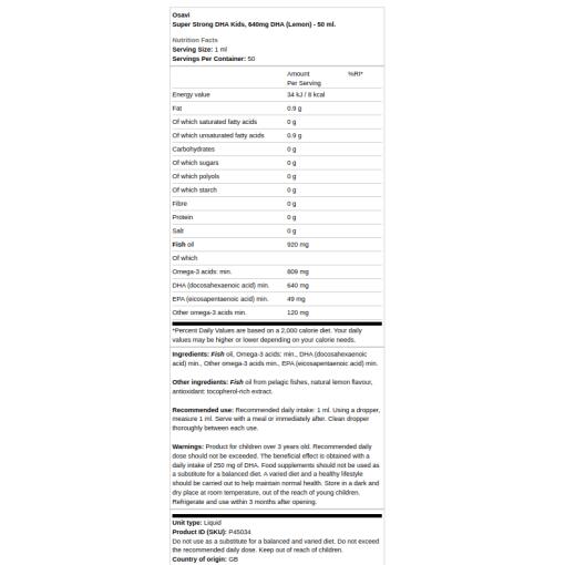 640mg DHA (Citron) - 50 ml