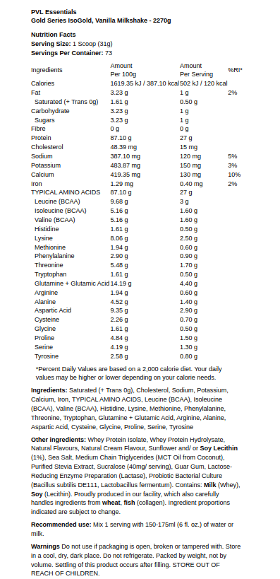 Vaniljemilkshake - 2270g