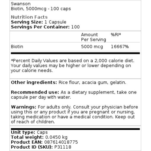 5000 mcg - 100 kapsler