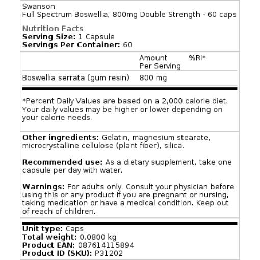 800 mg dobbelt styrke - 60 kapsler