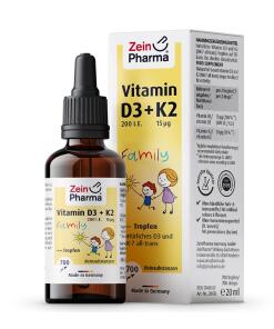 Vitamin D3 + K2 Familie Dråber - 20 ml