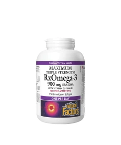 Natural Factors RxOmega-3 with Vitamin D3 Maximum Triple Strength 900 mg (150 Softgels)