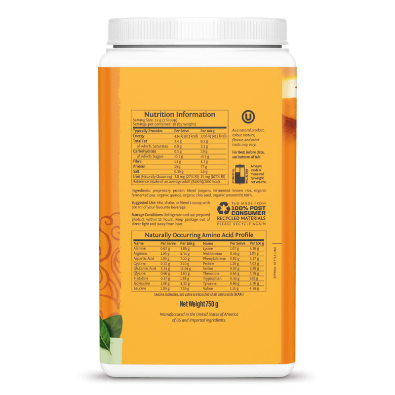 Sunwarrior - Protein Plus Organic Natural, prášek, 750 g - Obrázek 3