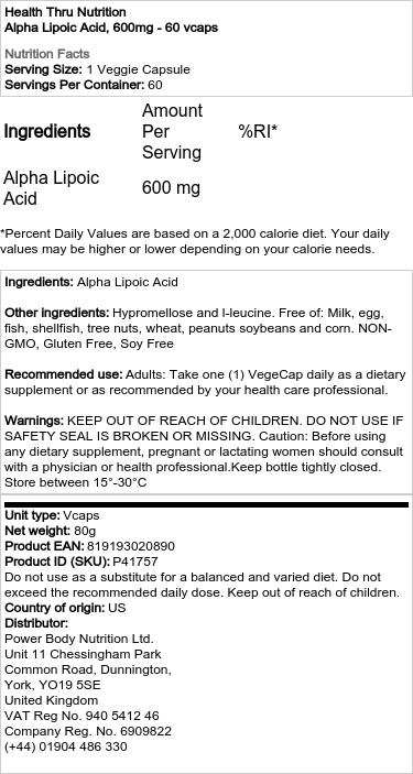 Alfa-lipoová kyselina, 600 mg - 120 kapslí - Obrázek 3