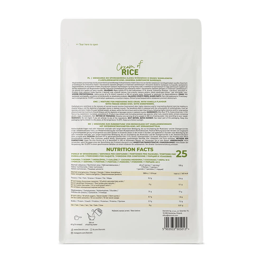 OstroVit - Krém z rýže, krémová vanilka s kiwi - 1000g - Obrázek 3