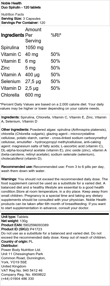 Duo Spirulina - 120 tablet - Obrázek 2