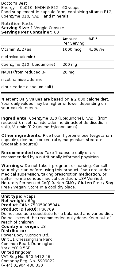 NADH & B12 - 60 kapsler