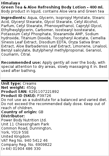 Zelený čaj & Aloe osvěžující tělové mléko - 400 ml - Obrázek 2
