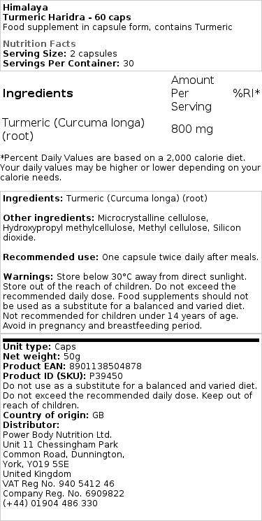 Kurkuma Haridra - 60 kapslí - Obrázek 2