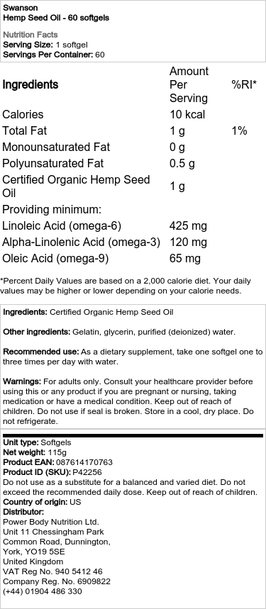 Konopný olej - 60 měkkých tobolek - Obrázek 2