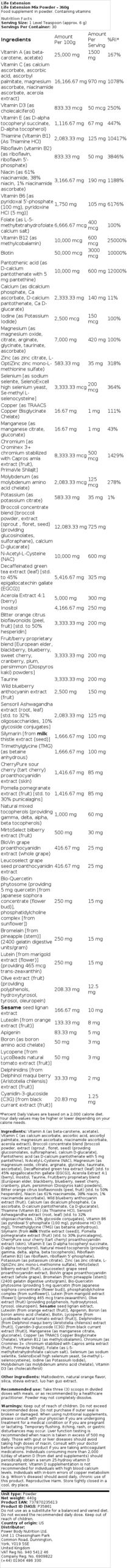 Life Extension Mix prášek - 360g - Obrázek 2