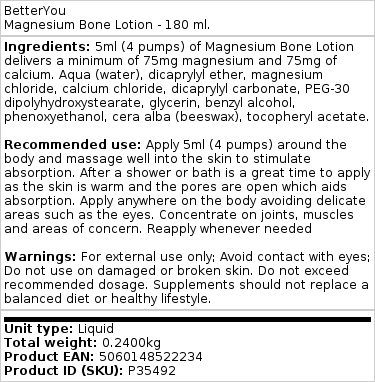 Lotion s hořčíkem pro kostní minerály - 180 ml - Obrázek 2