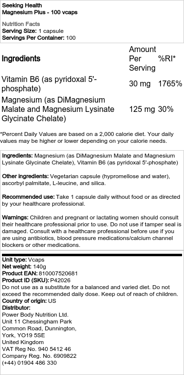 Seeking Health Magnesium Plus 100 Kapsle - Obrázek 2