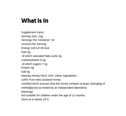 Manuka Med MGO 100+ - 500g - Obrázek 2