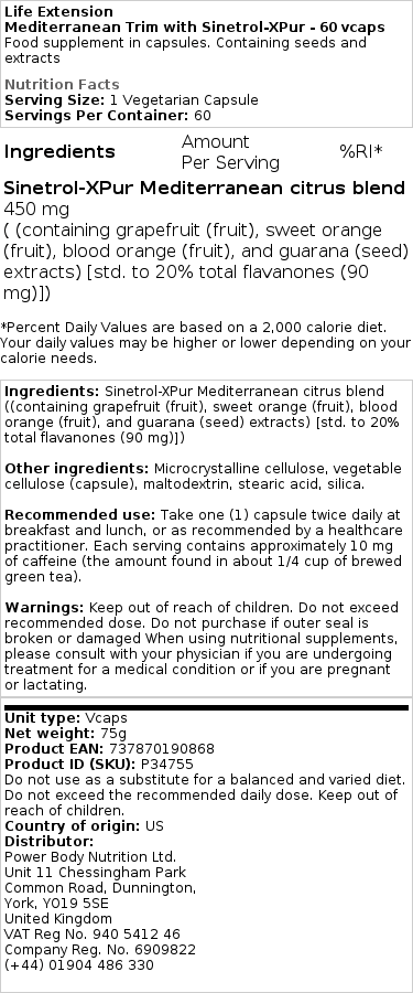 Středomořský Trim se Sinetrol-XPur - 60 kapslí - Obrázek 2