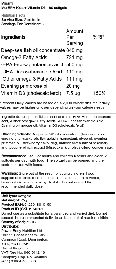 MorEPA Kids + Vitamin D3 - 60 měkkých kapslí - Obrázek 2