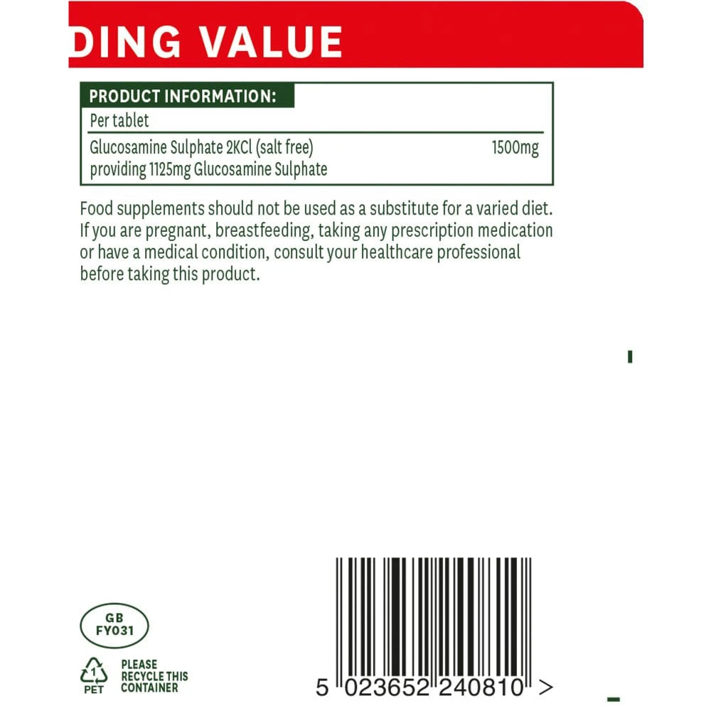 Natures Aid - Glukosamin sulfát 1500 mg (90 tablet) - Obrázek 3