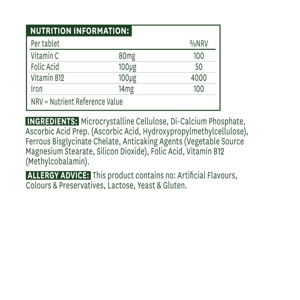 Natures Aid - Železo bisglycinát (90 tablet) - Obrázek 2