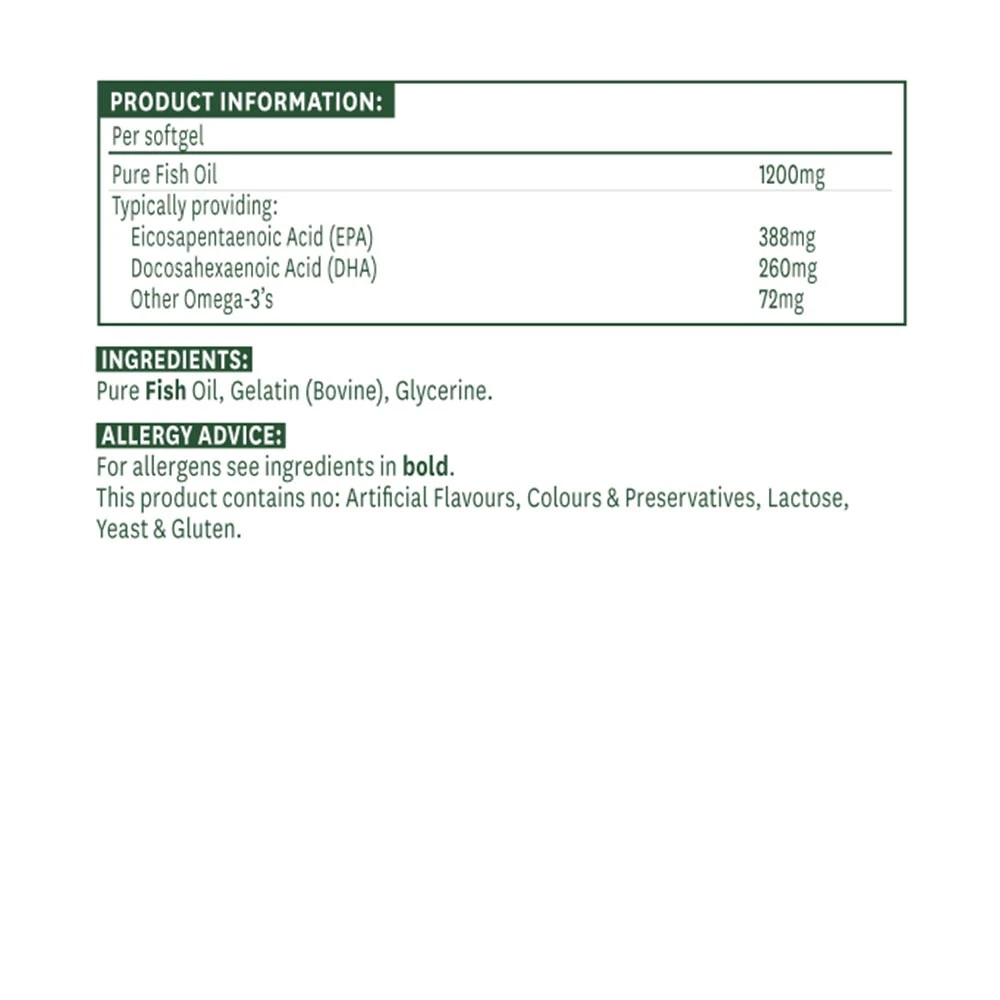 Natures Aid - Super silný rybí olej Omega-3 (60 měkkých kapslí) - Obrázek 2