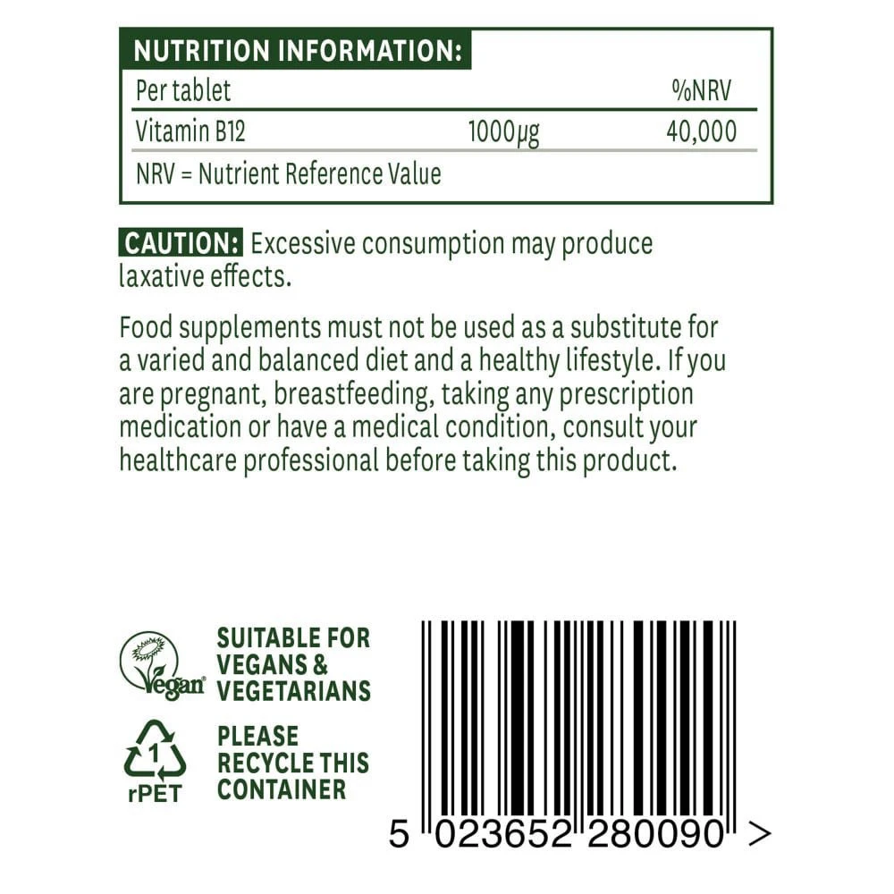 Natures Aid - Vitamin B12 od Natures Aid (90 tablet) - Obrázek 3