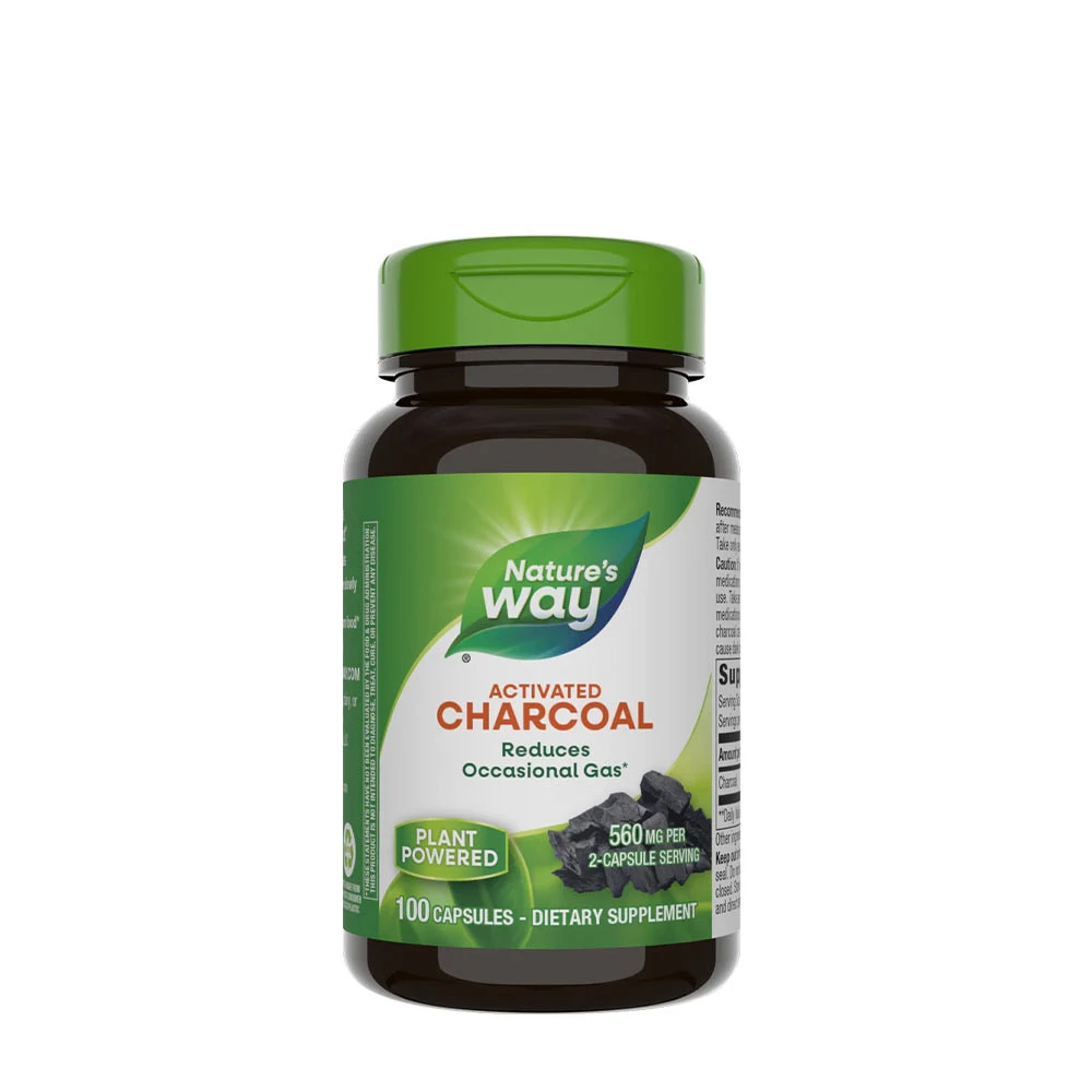 Natures Way Activated Charcoal (100 Capsules) - Eco Supplements CZ