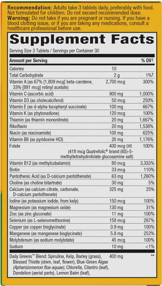 Nature's Way - Alive!® Max3 Denní multivitamin bez železa (90 tablet) - Obrázek 2