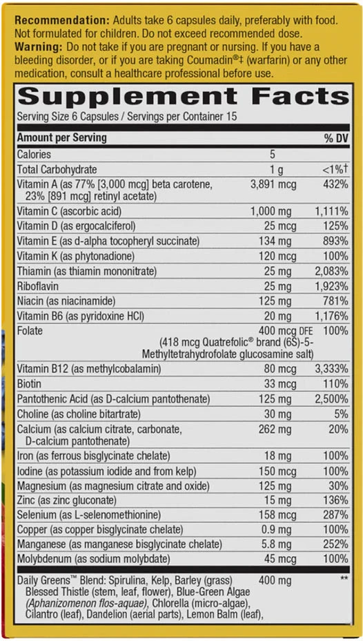 Nature's Way - Alive!® Max6 Maximální účinnost Denní multivitamin (90 kapslí) - Obrázek 2
