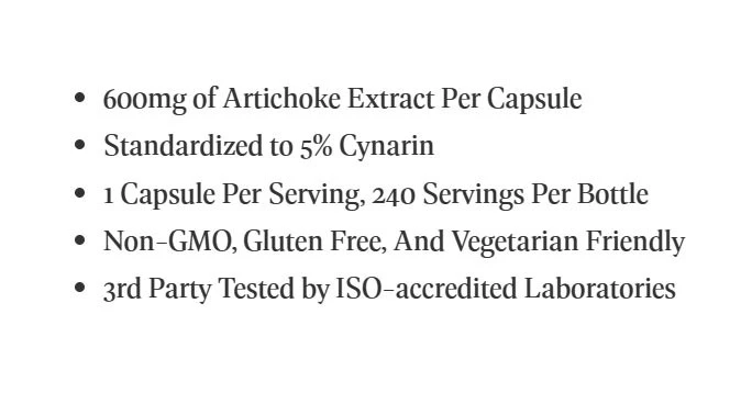 Nutricost - Výtažek z artyčoku (240 kapslí) - Obrázek 2