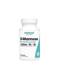 Nutricost D-Mannose with Cranberry Extract for Women 1300 mg (90 Capsules)
