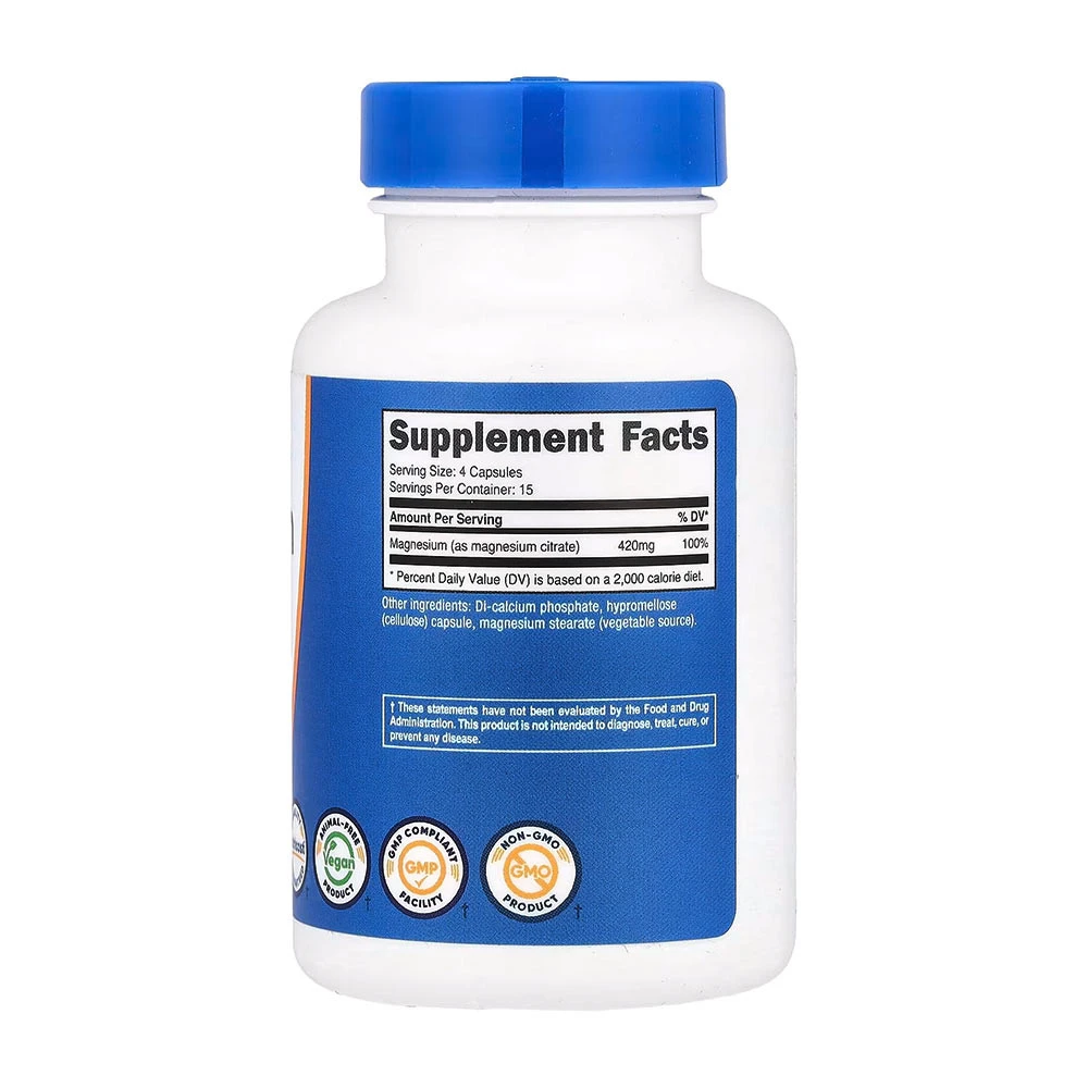 Nutricost - Citrát hořečnatý 420 mg (60 kapslí) - Obrázek 2