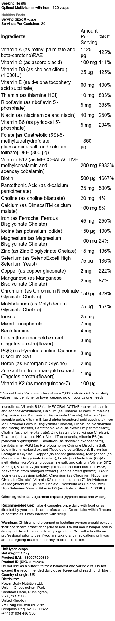 Optimální multivitamin s železem - 120 kapslí - Obrázek 2